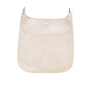 Ahdorned Vegan Leather Messenger Bag in Cream
